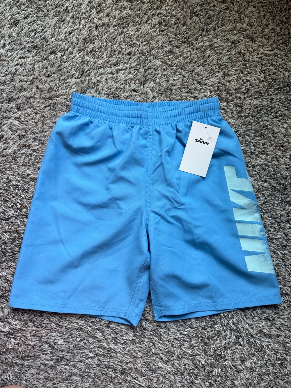 Nike Boys Light Blue Swim Trunks with Side Logo